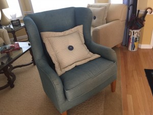 Blue chair with pillow